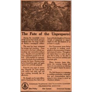 American Telephone & Telegraph Company Fate Of Unprepared 1917 Clipping SAI4-5